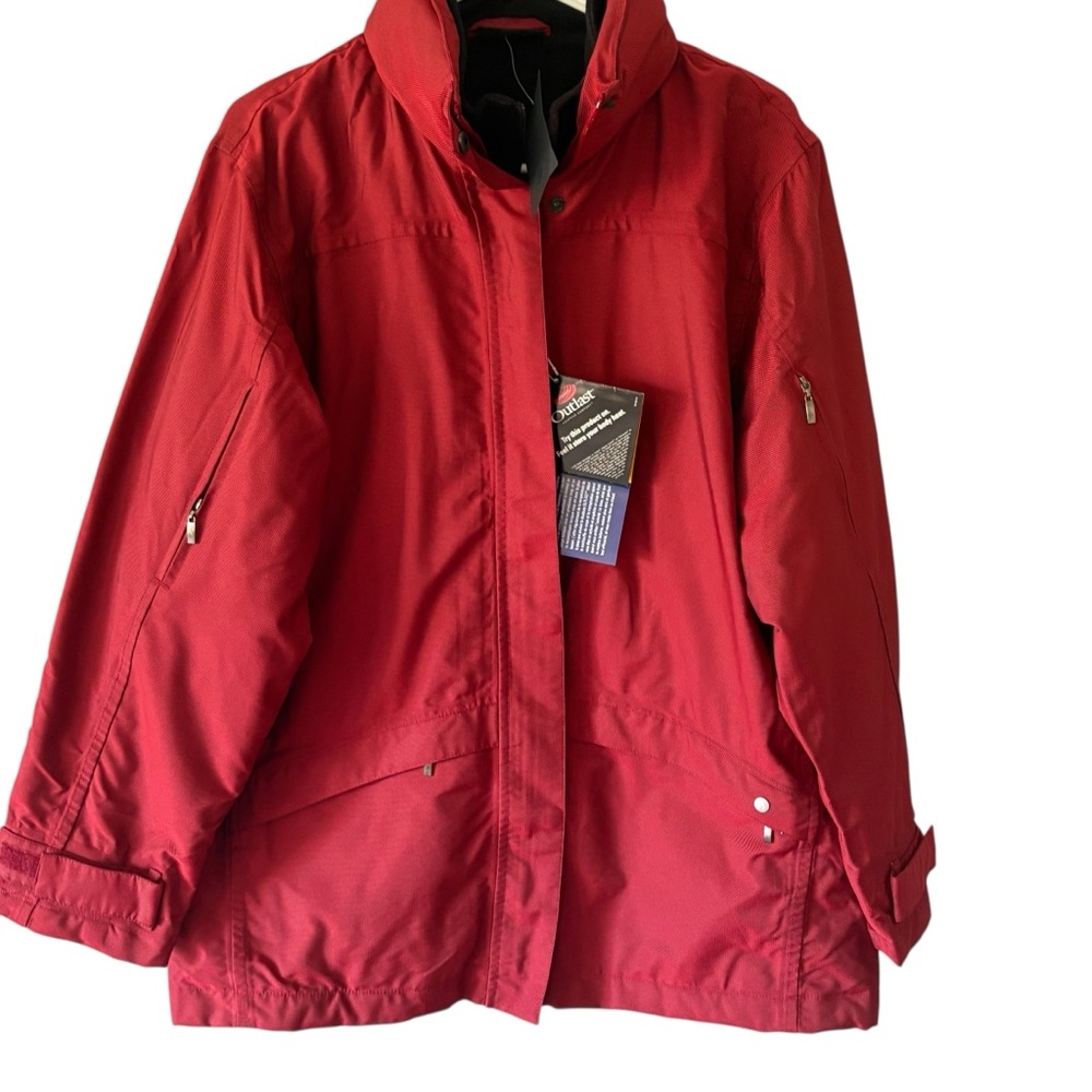 Men’s Bmw Brick Red Button Down Zip Jacket Black Fleece Lined Sz M